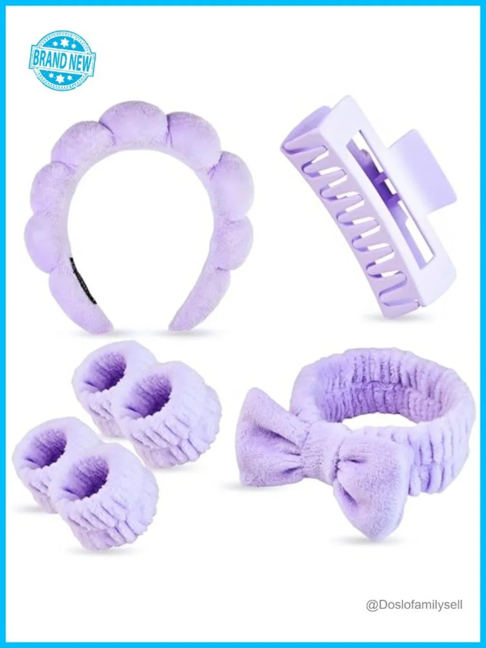 7 Piece Spa Headband and Wristband Set with Hair Clip Skincare Accessories